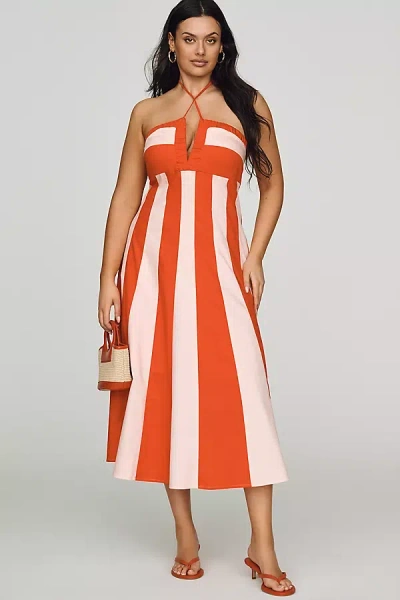 Maeve Halter Colorblock Midi Dress In Multi