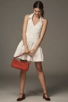 Maeve Halter Drop-waist Mini Dress In White