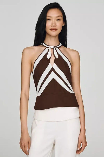 Maeve Halter Front-tie Top In Brown