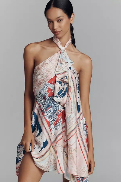 Maeve Halter Scarf Mini Dress In Multicolor