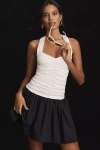 Maeve Halter Twofer Mini Dress In Black