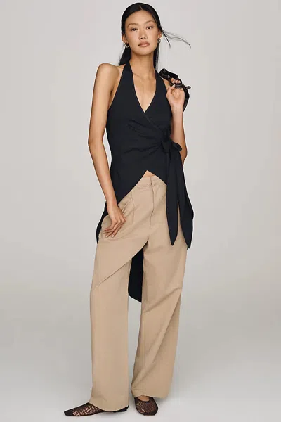 Maeve Halter Wrap Tunic Top In Black