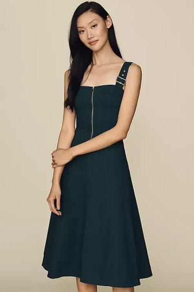Maeve Hardware A-line Zip-front Midi Dress In Blue