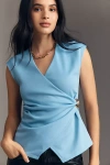 Maeve Hardware Wrap Top In Blue