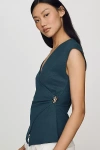 Maeve Hardware Wrap Top In Blue