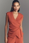 Maeve Hardware Wrap Top In Brown