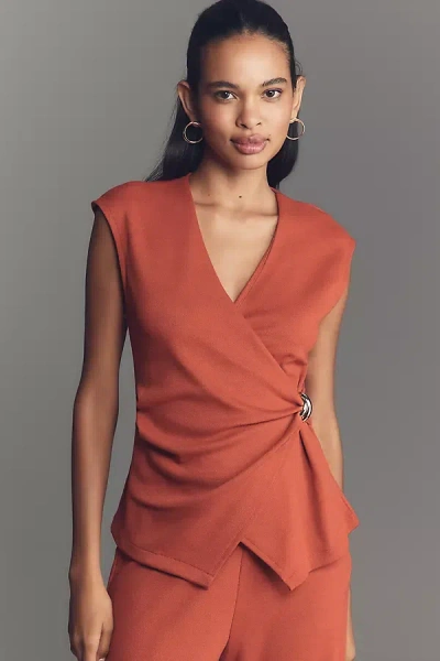 Maeve Hardware Wrap Top In Brown