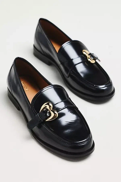 Maeve Heart Buckle Loafers In Black