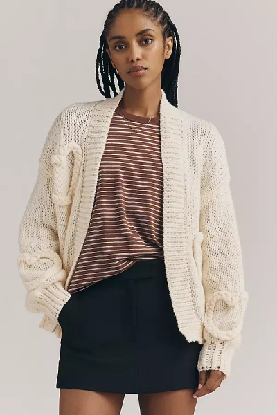Maeve Heart Icon Open-front Cardigan Sweater In Neutral
