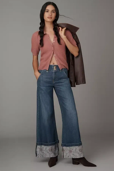Maeve High-rise Cuffed Wide Leg Jeans In Blue
