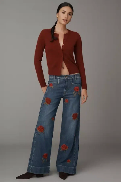 Maeve High-rise Wide-leg Patch Jeans In Blue