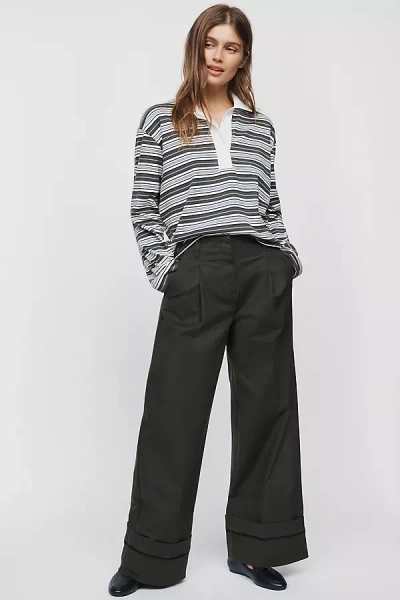 Maeve High-cuff Chino Trousers Pants In Green