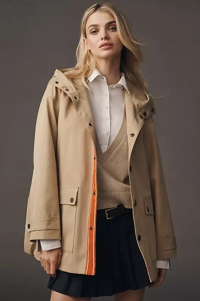 Maeve Hooded Utility Jacket In Beige