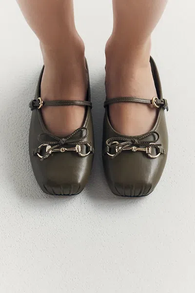 Maeve Horsebit Mule Ballet Flats In Green