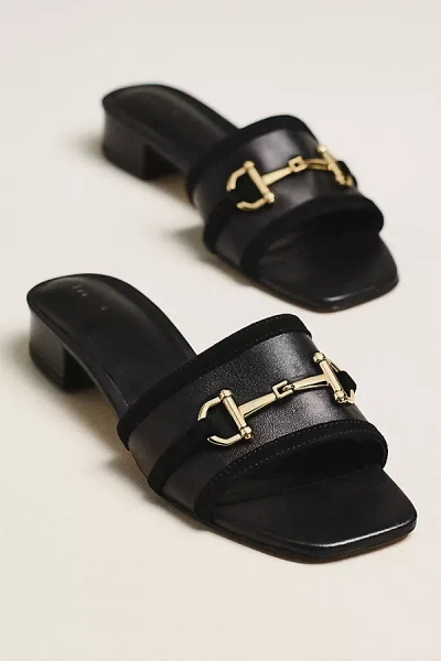 Maeve Horsebit Slide Sandals In Black