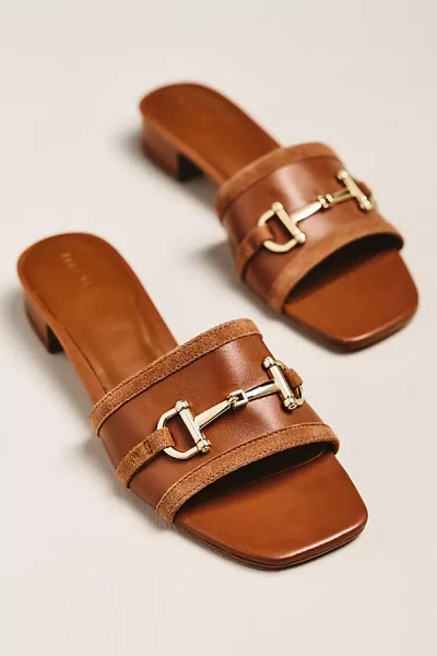 Maeve Horsebit Slide Sandals In Brown