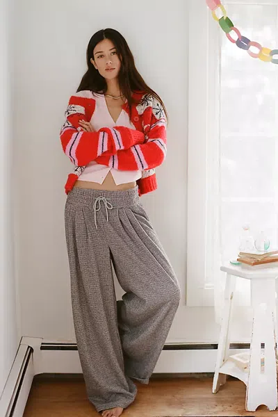 Maeve Houndstooth High-rise Wide-leg Trousers In Gray