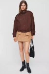 Maeve Houndstooth Mini Skort In Brown