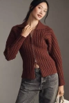 MAEVE HOURGLASS TWO-WAY ZIPPER RIBBED COLLARED SWEATER