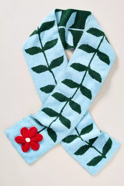 Maeve Icon Skinny Knit Scarf In Blue