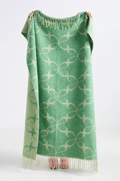Maeve Icon Woven Fringe Throw Blanket In Green