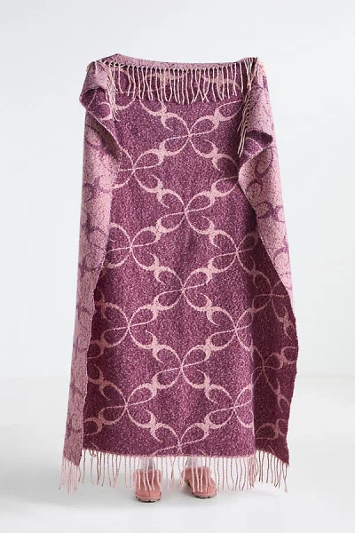 Maeve Icon Woven Fringe Throw Blanket In Pink