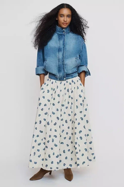 Maeve Jacie Poplin Printed Maxi Skirt In Multi