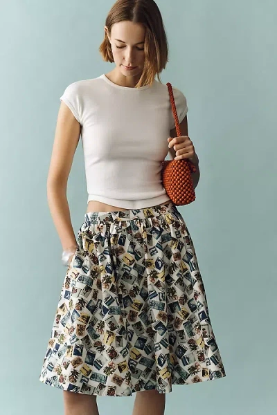 Maeve Jacie Poplin Printed Midi Skirt By  In Multi