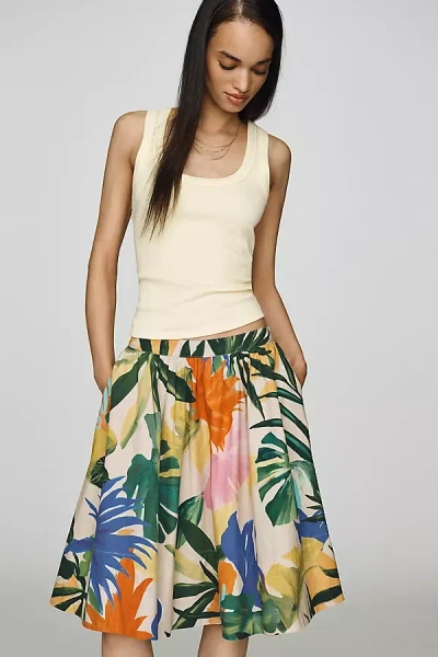 Maeve Jacie Poplin Printed Midi Skirt By  In Multi