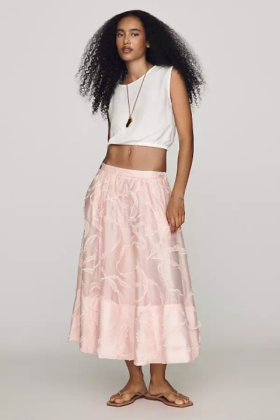 Maeve Jacie Textured Midi Skirt In Pink