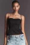 Maeve Jacquard Peekaboo Tank Top In Black