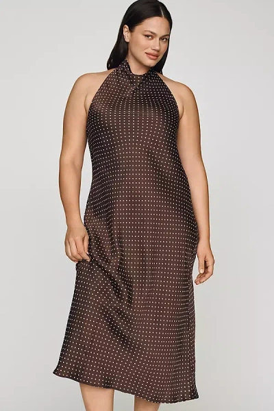 Maeve Jamie Halter Open Back Midi Dress By  In Brown