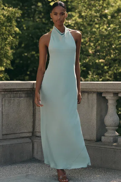 Maeve Jamie Satin Halter Maxi Dress In Green