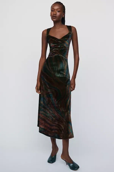 Maeve Jocelyn Velvet Midi Dress In Multi