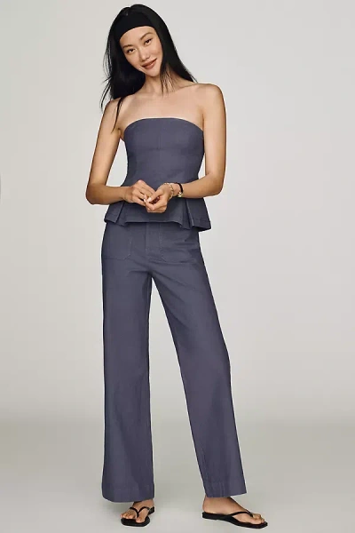 Maeve Jude Linen-blend Trousers Pants In Gray