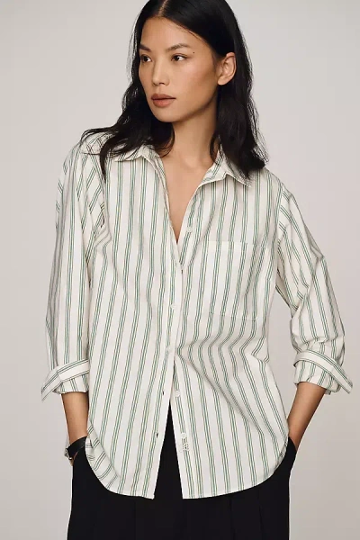 Maeve Kate 100% Cotton Classic Buttondown Shirt In Green