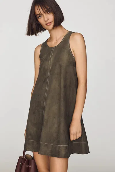 Maeve Keiko Faux-suede Mini Dress In Green