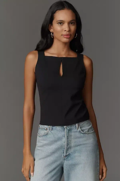 Maeve Keyhole Seamed Tank Top In Black