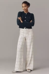 Maeve Knit Jude Plaid Trousers Pants In White