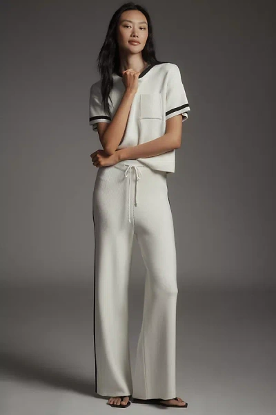 Maeve Knit Side-stripe Track Pants In White