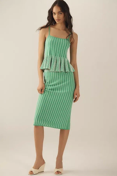 Maeve Knit Stripe Knee-length Skirt In Green