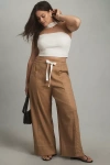 Maeve La Ponche Linen Pull-on Wide-leg Pants In Brown