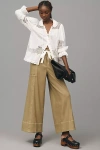 Maeve La Ponche Linen Pull-on Wide-leg Pants In Green