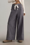 Maeve La Ponche Linen Pull-on Wide-leg Pants In Grey