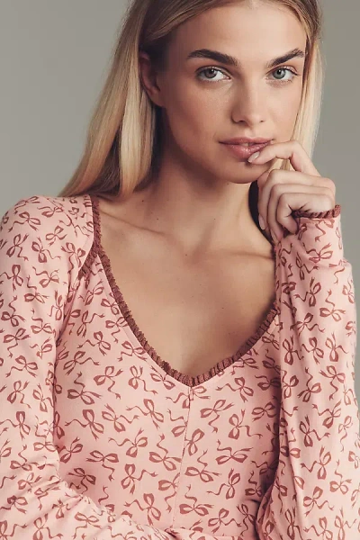 Maeve Lace V-neck Top In Brown