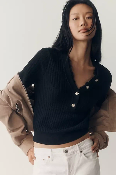 Maeve Lace-trim Sweater In Black