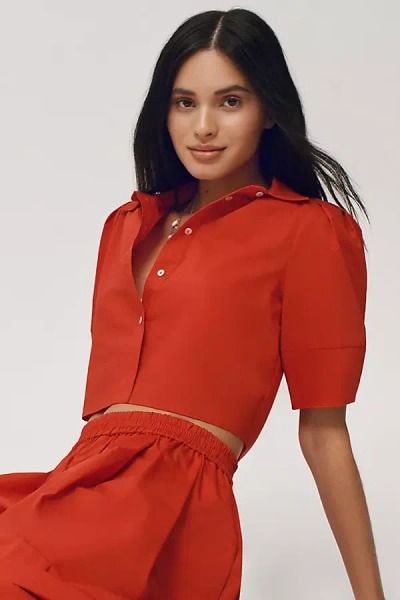 Maeve Lantern-sleeve Blouse In Red