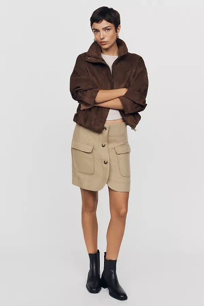 Maeve Layered Suiting Mini Skirt In Neutral