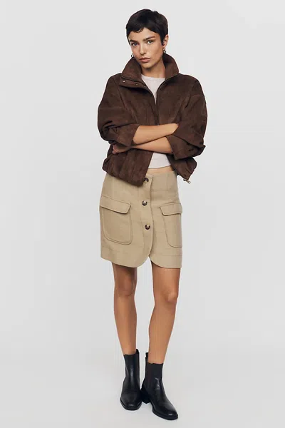 Maeve Layered Suiting Mini Skirt In Burgundy