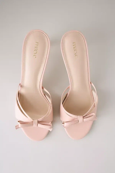 Maeve Leather Bow Mule Heels In Pink